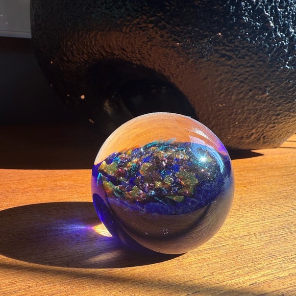 Robert held paperweight blue with multicoloured jewels, gorgeous - Picture 10 of 14